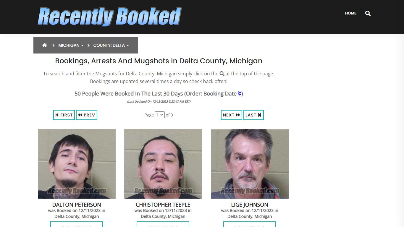 Recent bookings, Arrests, Mugshots in Delta County, Michigan